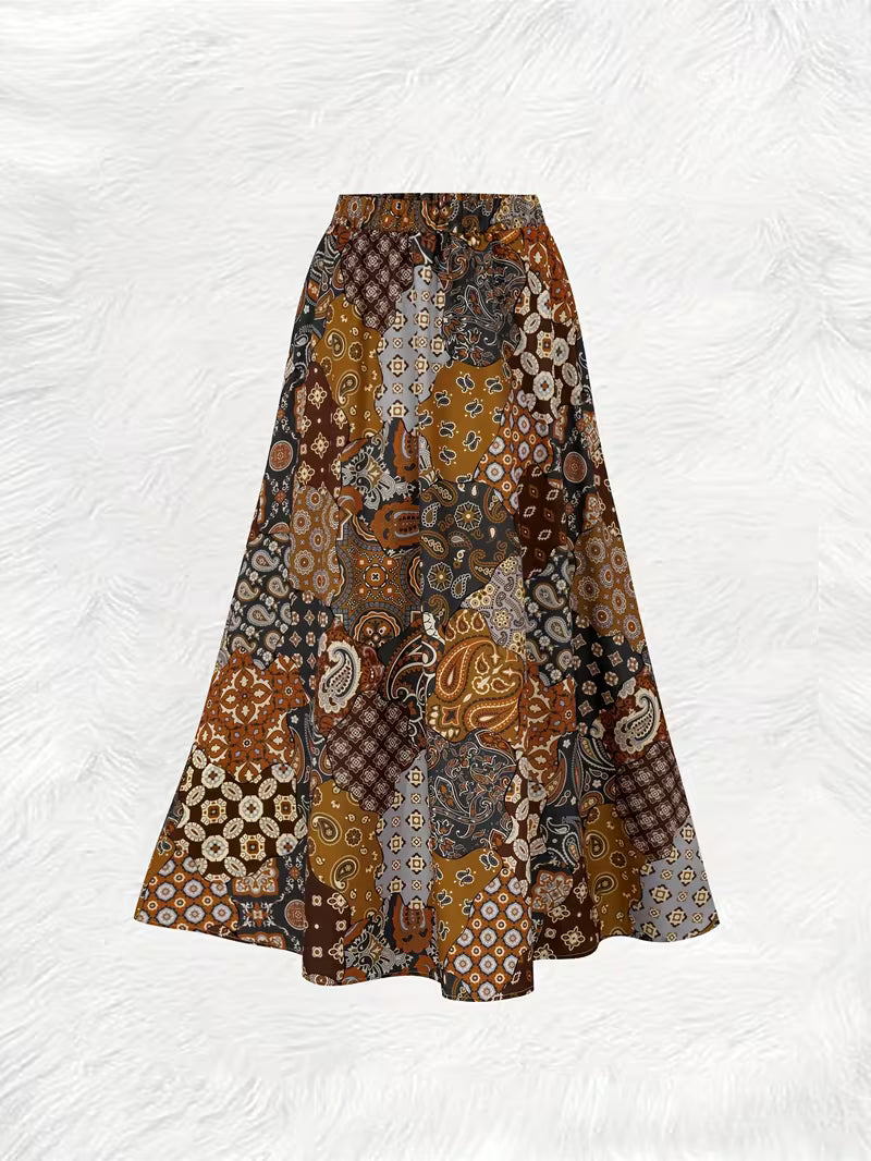 Heritage Patchwork Boho Maxi Skirt