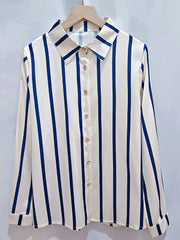 Blue & White Satin Striped Shirt