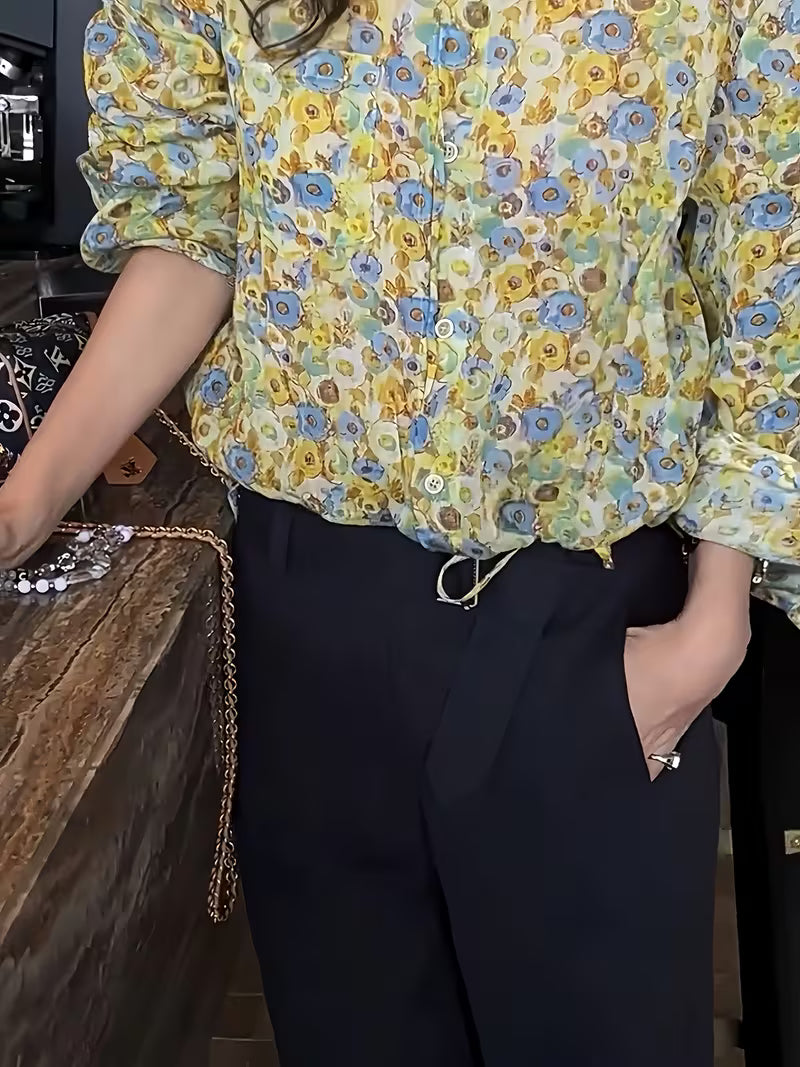 This elegant Abstract Watercolor Floral Top