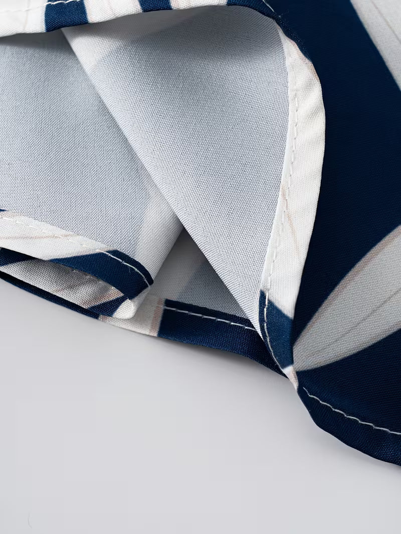 Women’s Navy Blue Leaf Printed Long Skirt