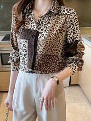 Leopard Print Patchwork Shirt
