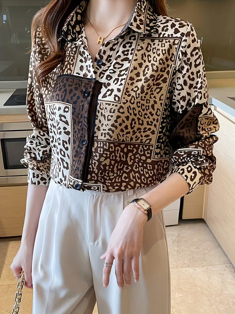 Leopard Print Patchwork Shirt