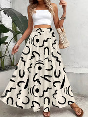 Abstract Brushstroke Maxi Skirt – Monochromatic