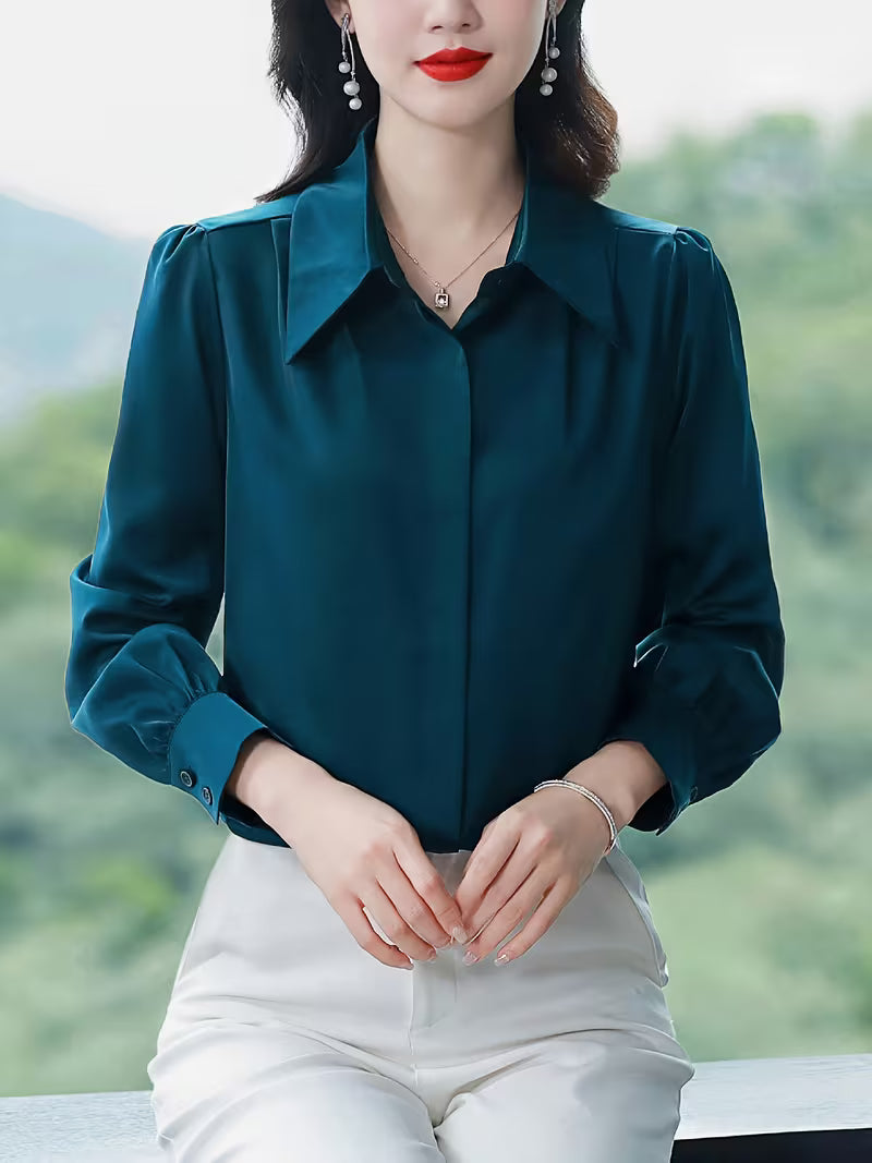 Emerald Green Silk Satin  Elegant  Wear Shirt