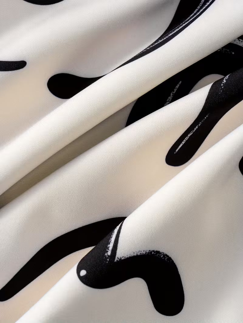 Abstract Brushstroke Maxi Skirt – Monochromatic