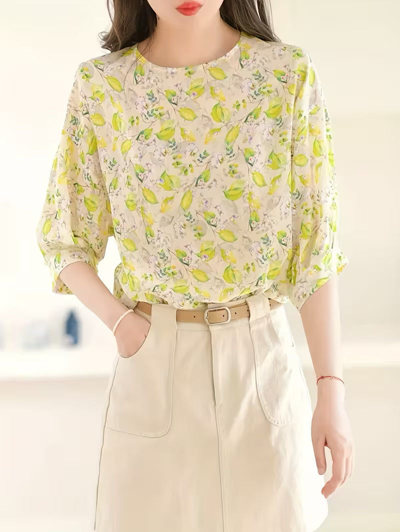 The Lemon Blossom Floral Print Top