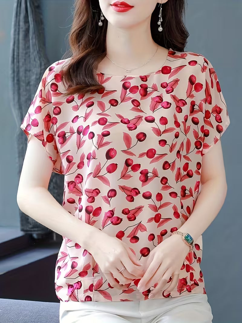 This elegant Berry Floral Print ,Top