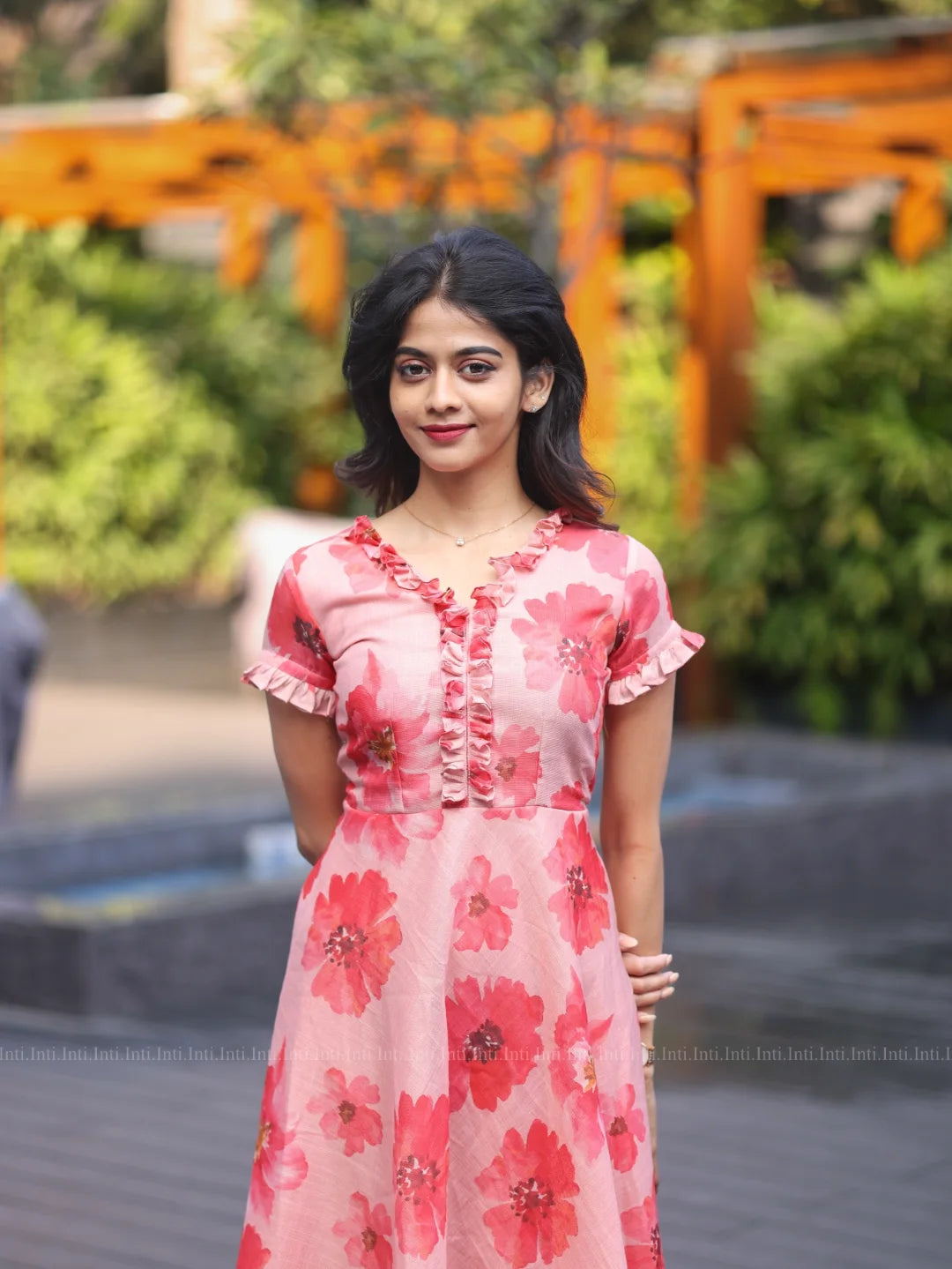 Floral Breeze Blush Pink Bloom Dress Soft Flowing Fabric with Feminine Silhouette Ideal for Brunch Evening or Festive Occasions