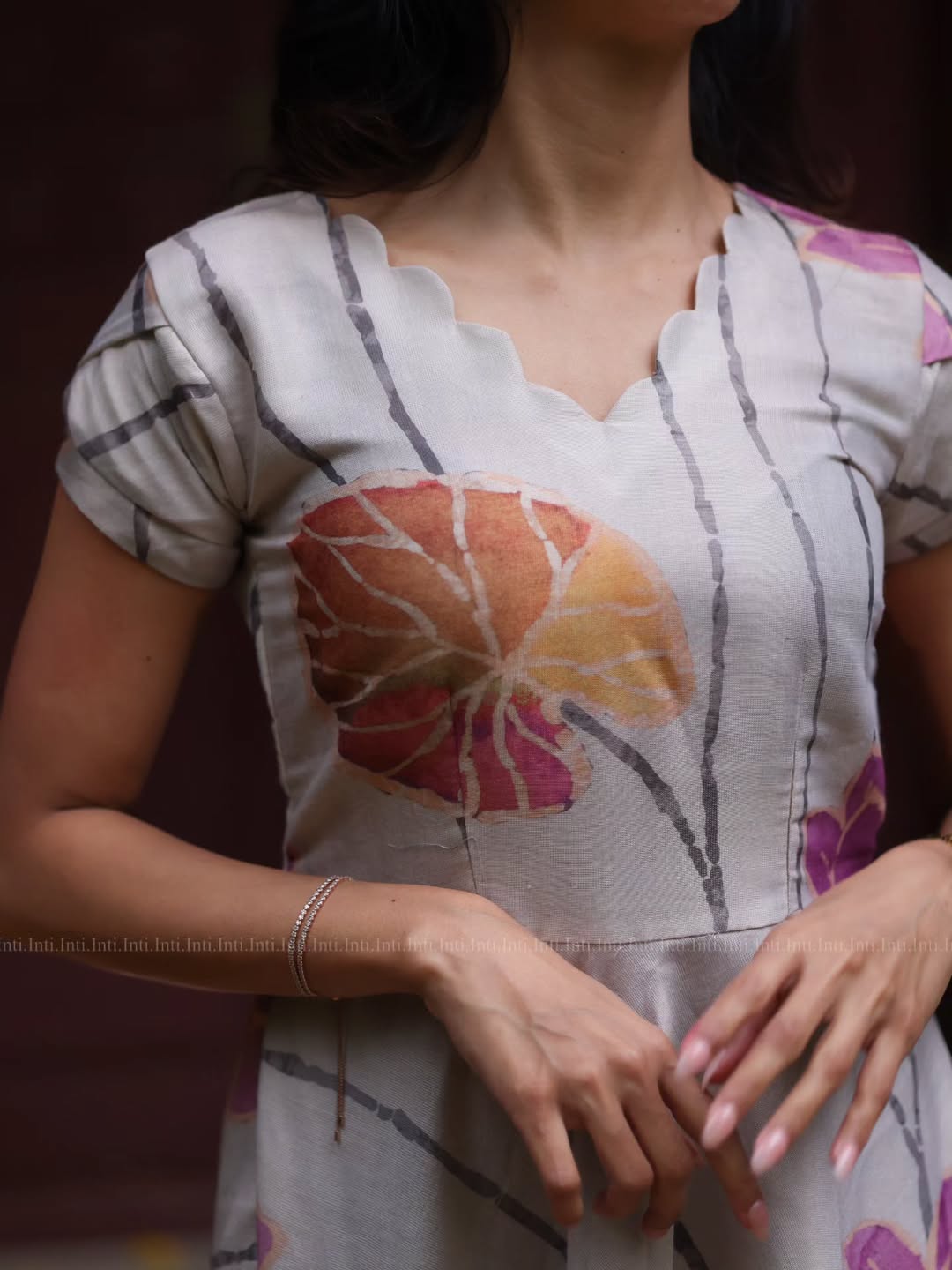 Ivory Bloom A-Line V-Neckline Dress