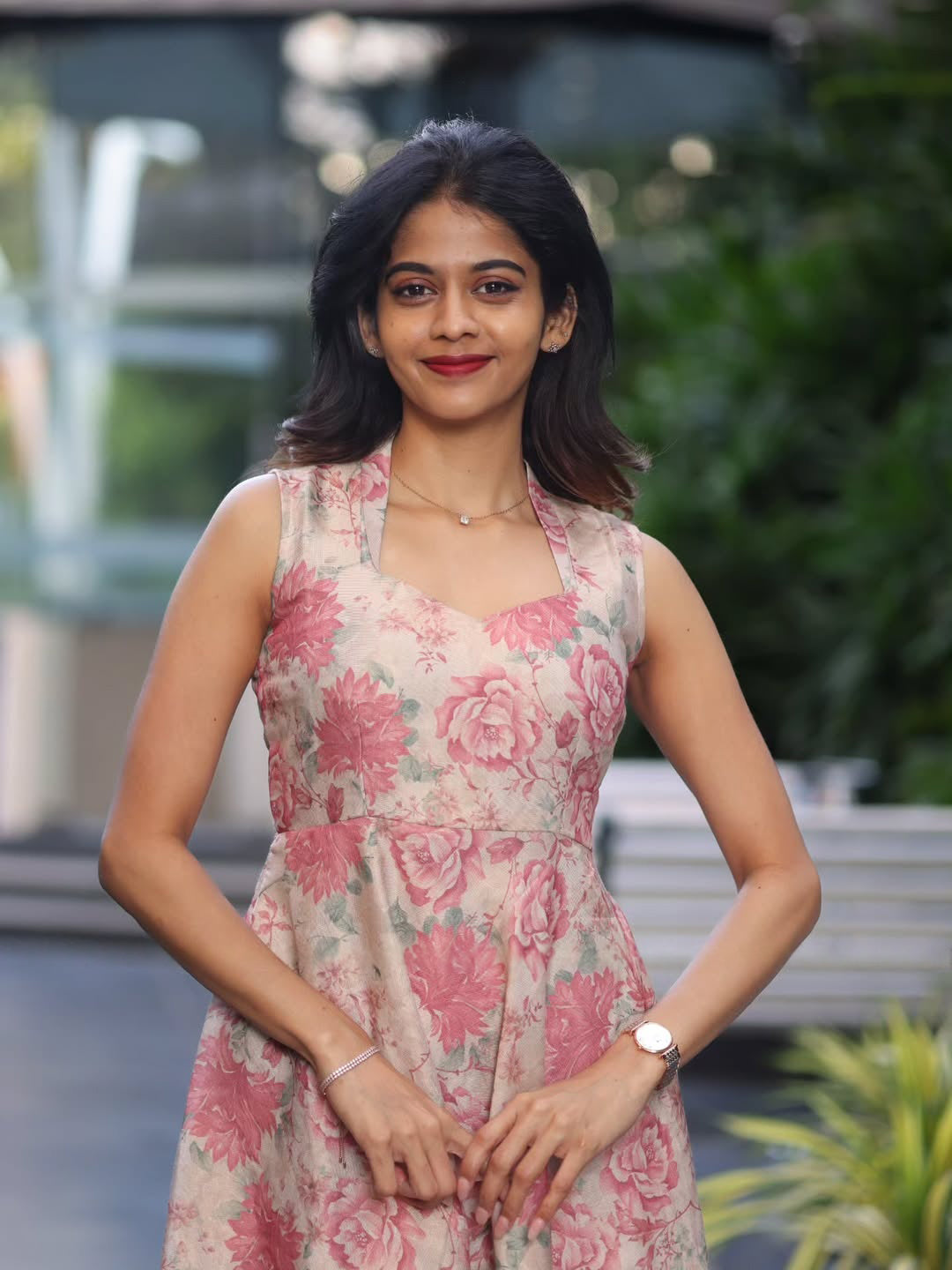 Women Blush Bloom Effortless Elegance Floral Dress  Flowing Lightweight Fabric with Feminine Silhouette Perfect for Brunch Evening or Festive Outfits