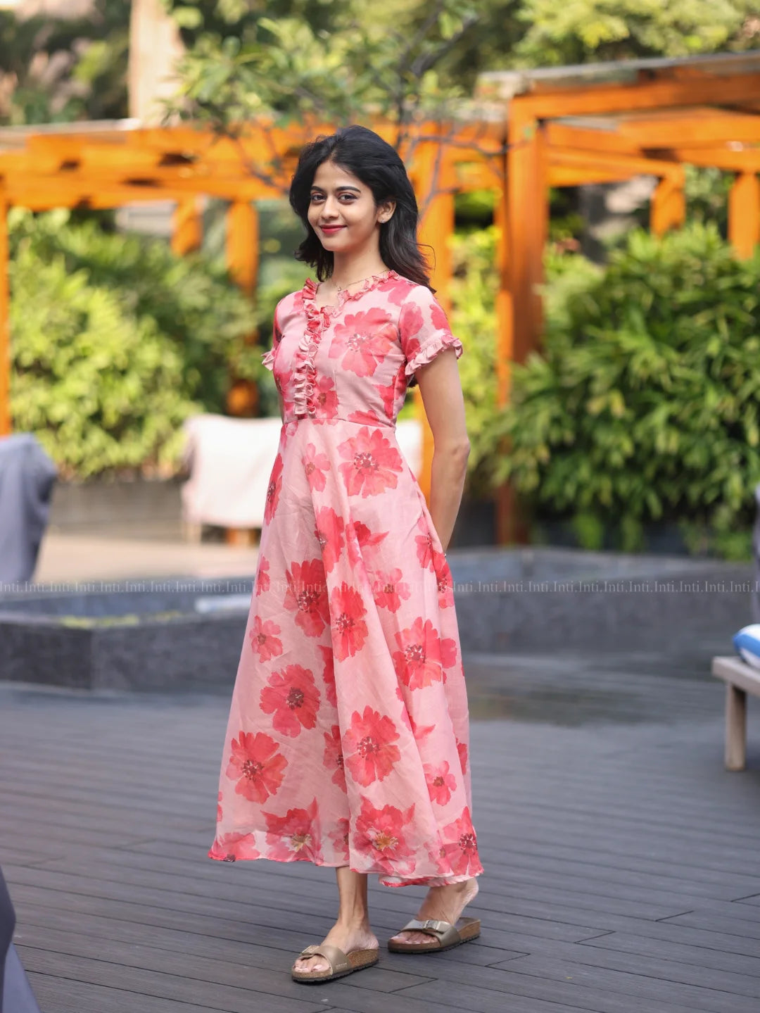 Floral Breeze Blush Pink Bloom Dress Soft Flowing Fabric with Feminine Silhouette Ideal for Brunch Evening or Festive Occasions