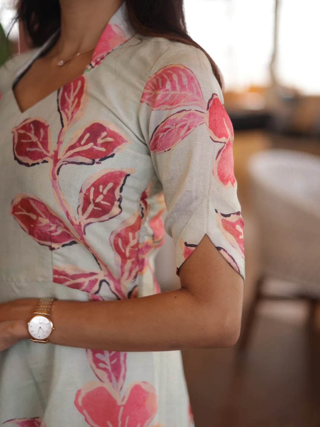 Mint Blossom Floral Pink, Coral & Peach Floral Accents Dress