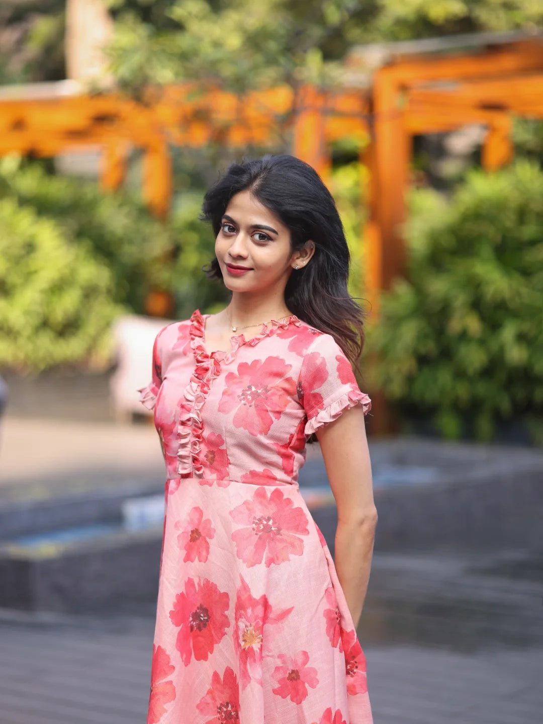 Floral Breeze Blush Pink Bloom Dress Soft Flowing Fabric with Feminine Silhouette Ideal for Brunch Evening or Festive Occasions