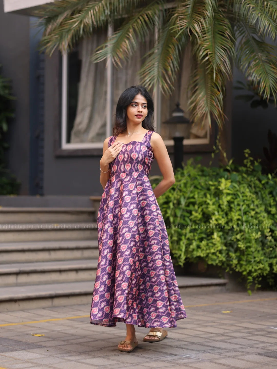 Plum Ikat Grace Midi Dress