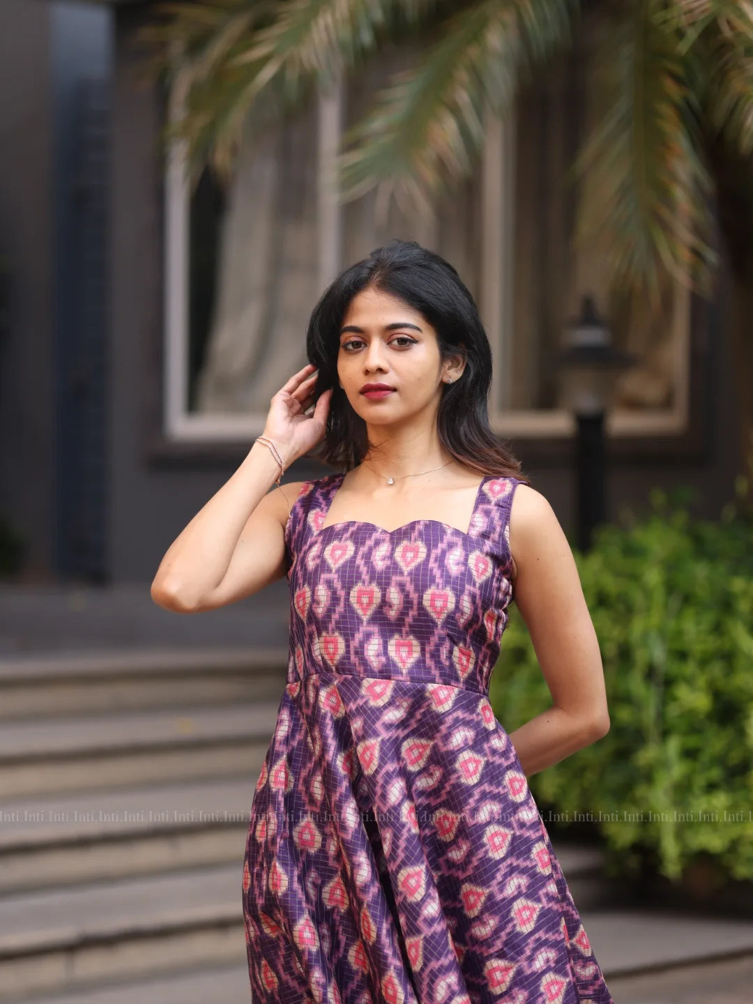 Plum Ikat Grace Midi Dress