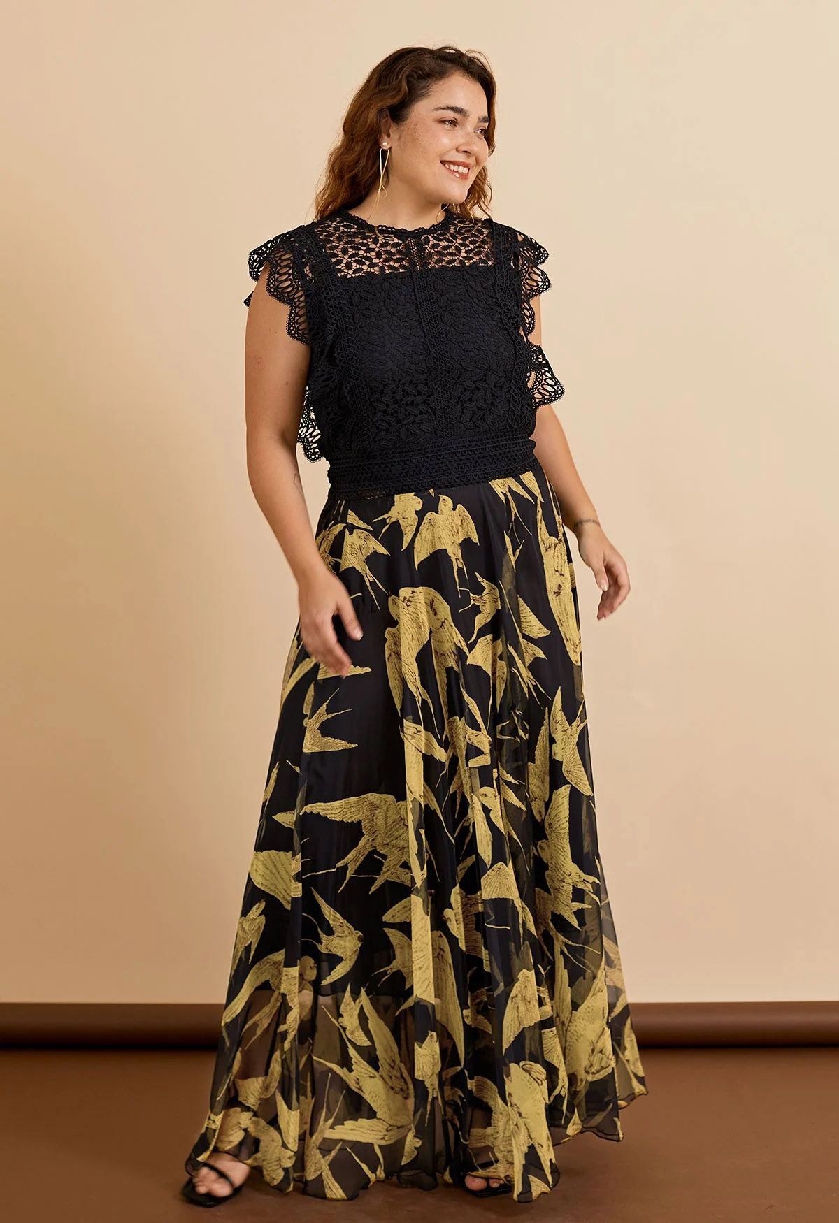 The Midnight Gold Abstract Maxi Skirt