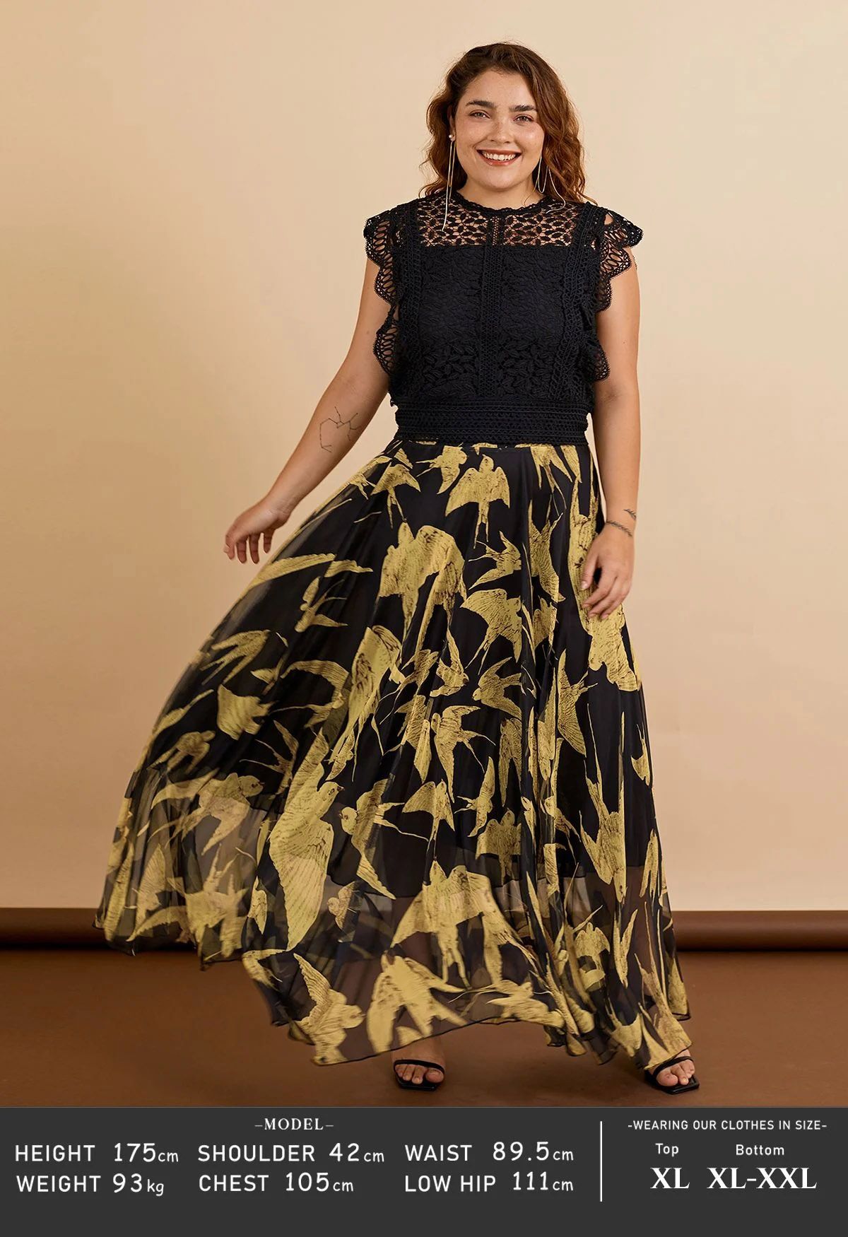 The Midnight Gold Abstract Maxi Skirt