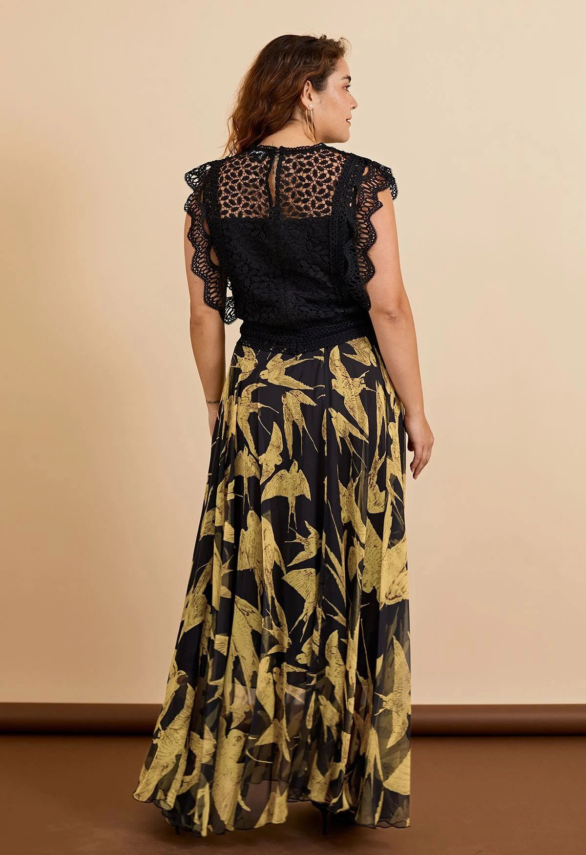 The Midnight Gold Abstract Maxi Skirt