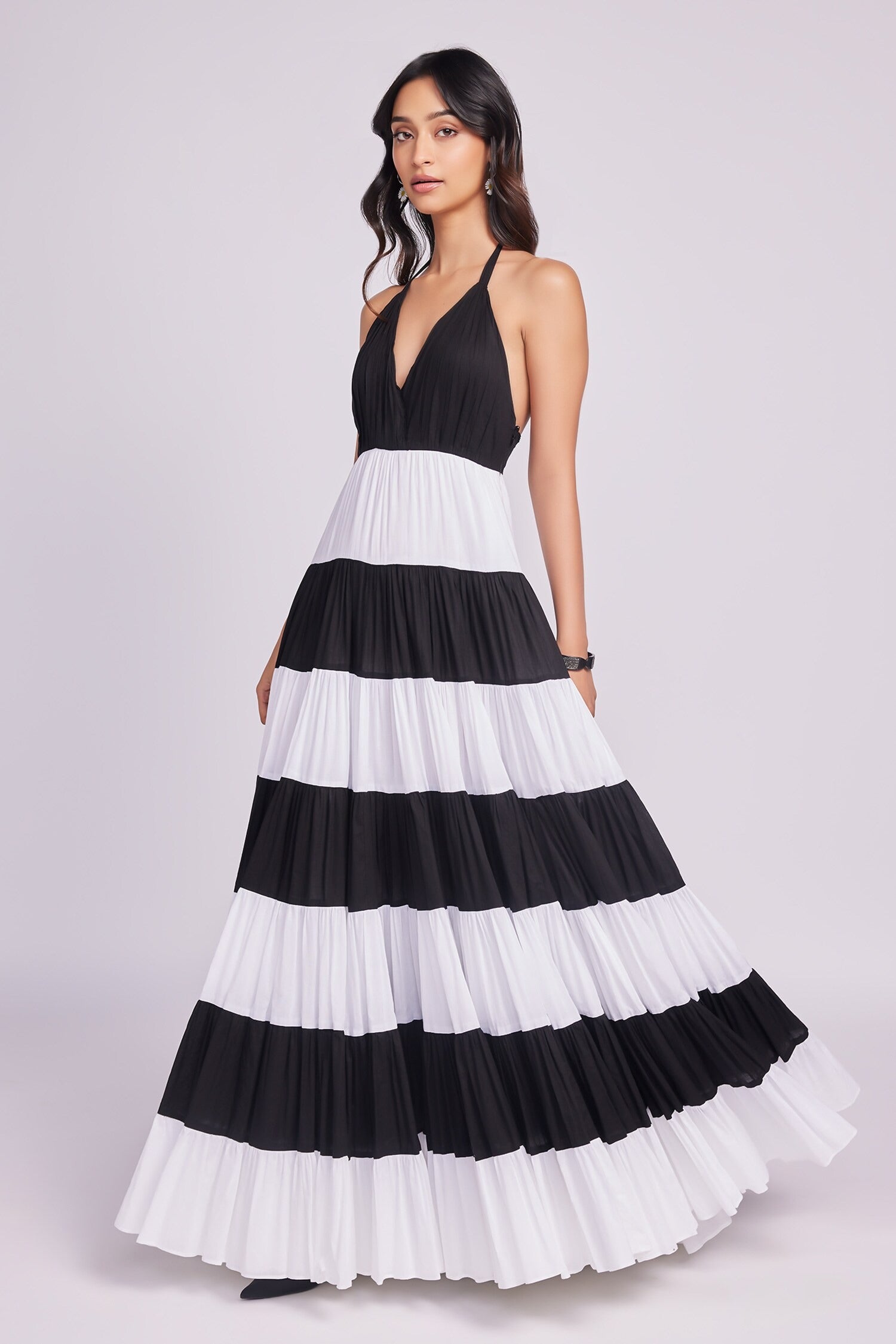 Black Cotton Halter Neck Maxi Dress for Women – Sava Luxe