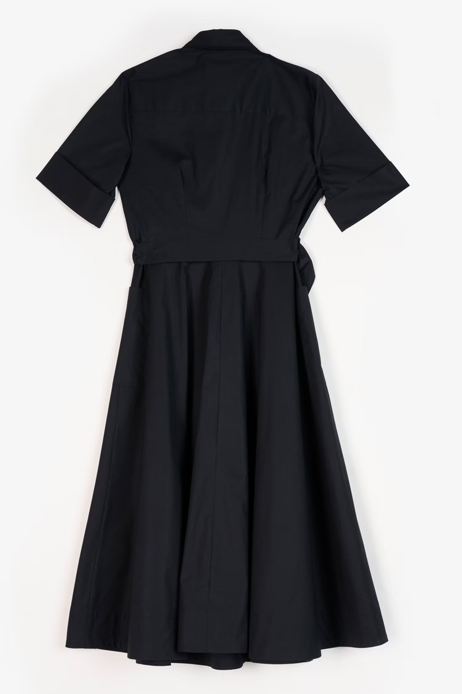 Black Cotton Collared Side Slit Dress for Women
