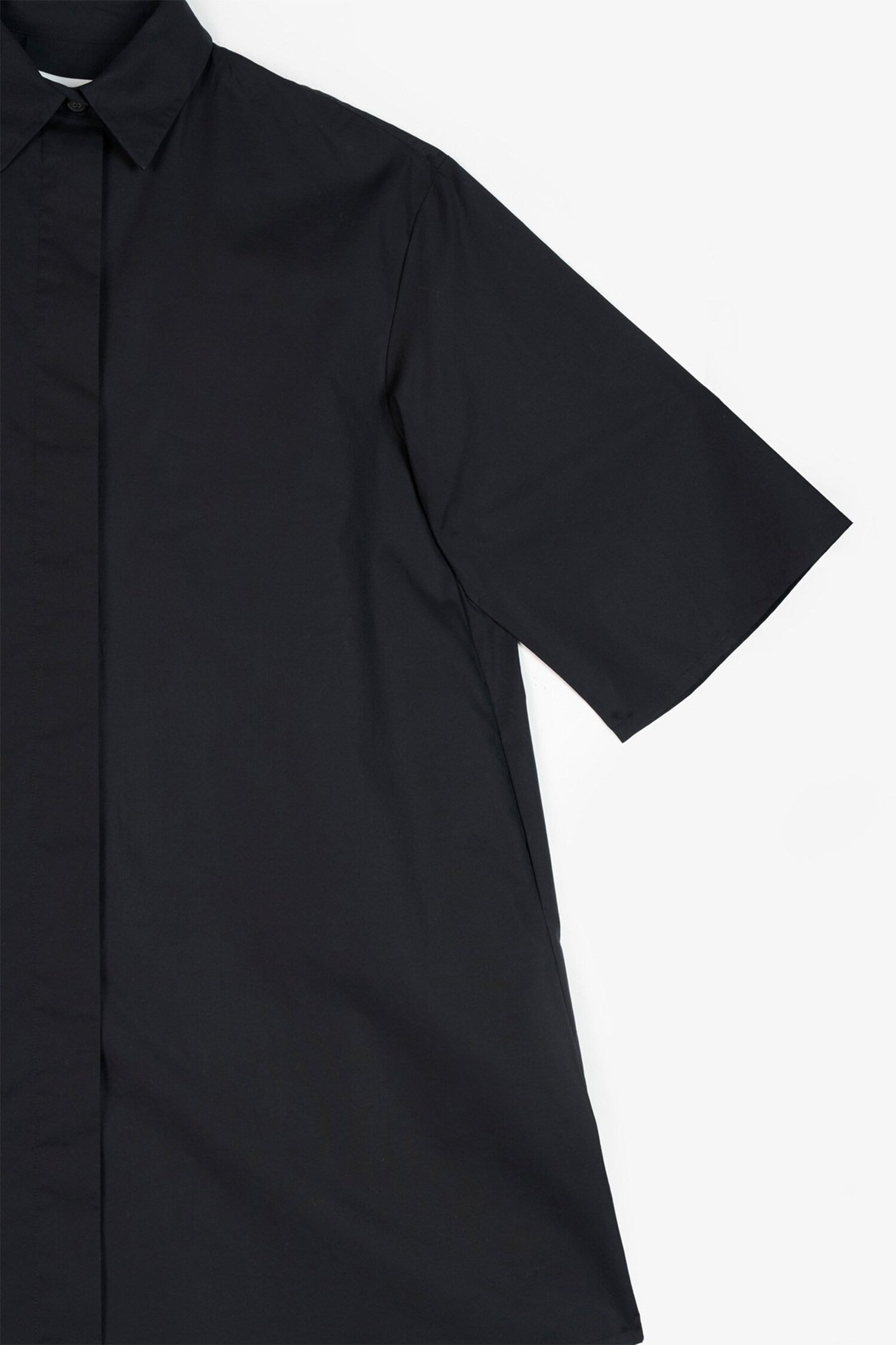 Black Cotton Plain Collared Neck Dress for Women