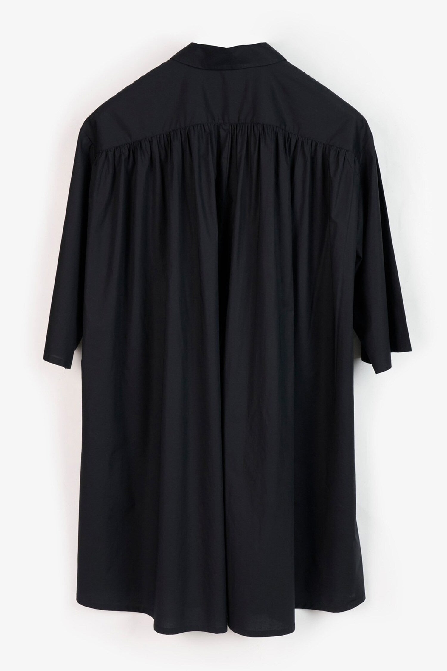 Black Cotton Plain Collared Neck Dress for Women